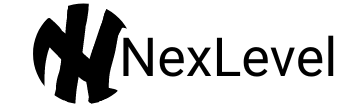 NexLevel logo on a white background, showcasing the clean, bold design and crisp lettering.