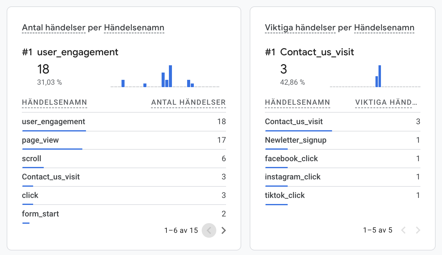 These screenshots showcase the Google Analytics and Google Tag Manager setup for NexLevel, capturing key events essential to our strategy. With custom tracking in place, we monitor critical interactions like purchases, newsletter sign-ups, and social media clicks. This setup enables in-depth insights into user behavior, helping us fine-tune engagement strategies and optimize sales performance